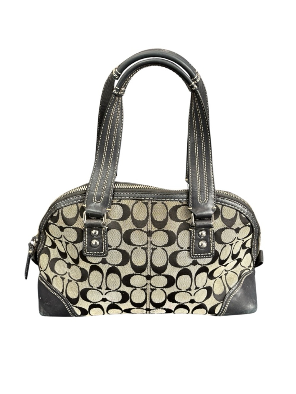 Coach Hampton H0998-F13977 Brown and Black Signature Satchel - Picture 2 of 12